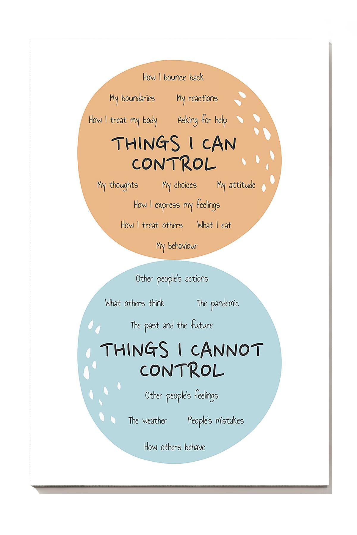 Things I Can Control And Cannot Control Quote Wall Art For Office Home Decor Wrapped Canvas