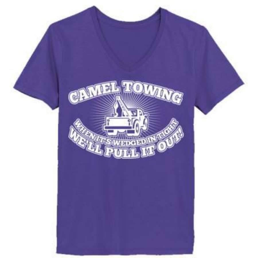 AGR Camel Towing When Its Wedged In The Tight Well Pull It Out – Ladies’ V-Neck T-Shirt