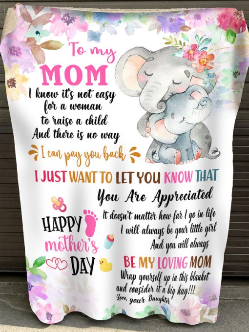 To My Mom Elephant 1 3D Fleece Blanket