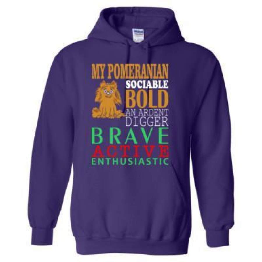 AGR My Pomeranian Sociable Bold An Ardent Digger Brave Active Enthusiastic – Heavy Blend™ Hooded Sweatshirt