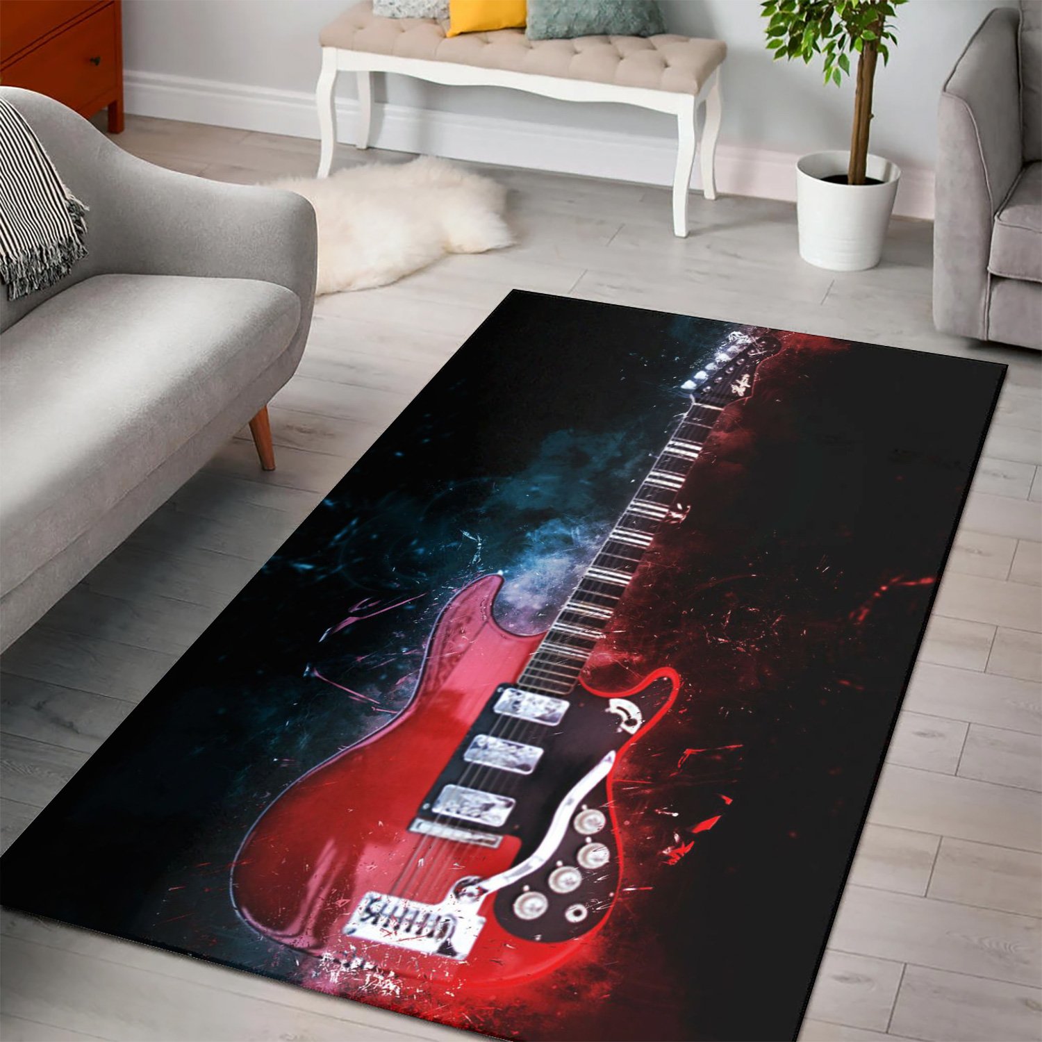 Mark Knopfler Guitar  Area Rugs, Living Room Rug,  Halloween Gift