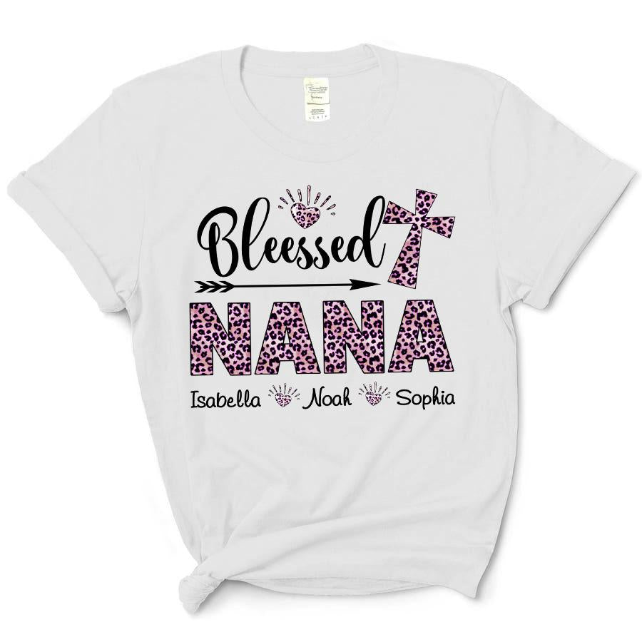 Fuzzy Leopard – Blessed Nana, Family Customize Personalized T-Shirt, Hoodie Adult, Kid, Unisex