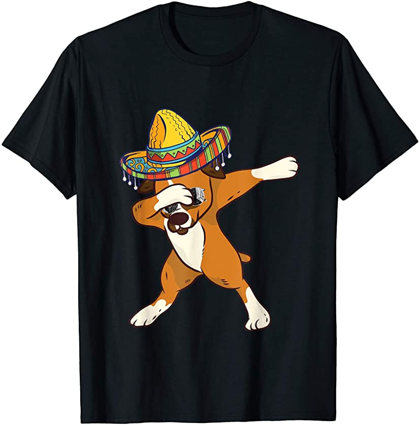 Dabbing Boxer Dog Sombrero Costume Puppy Mexican Dab Dance T-Shirt