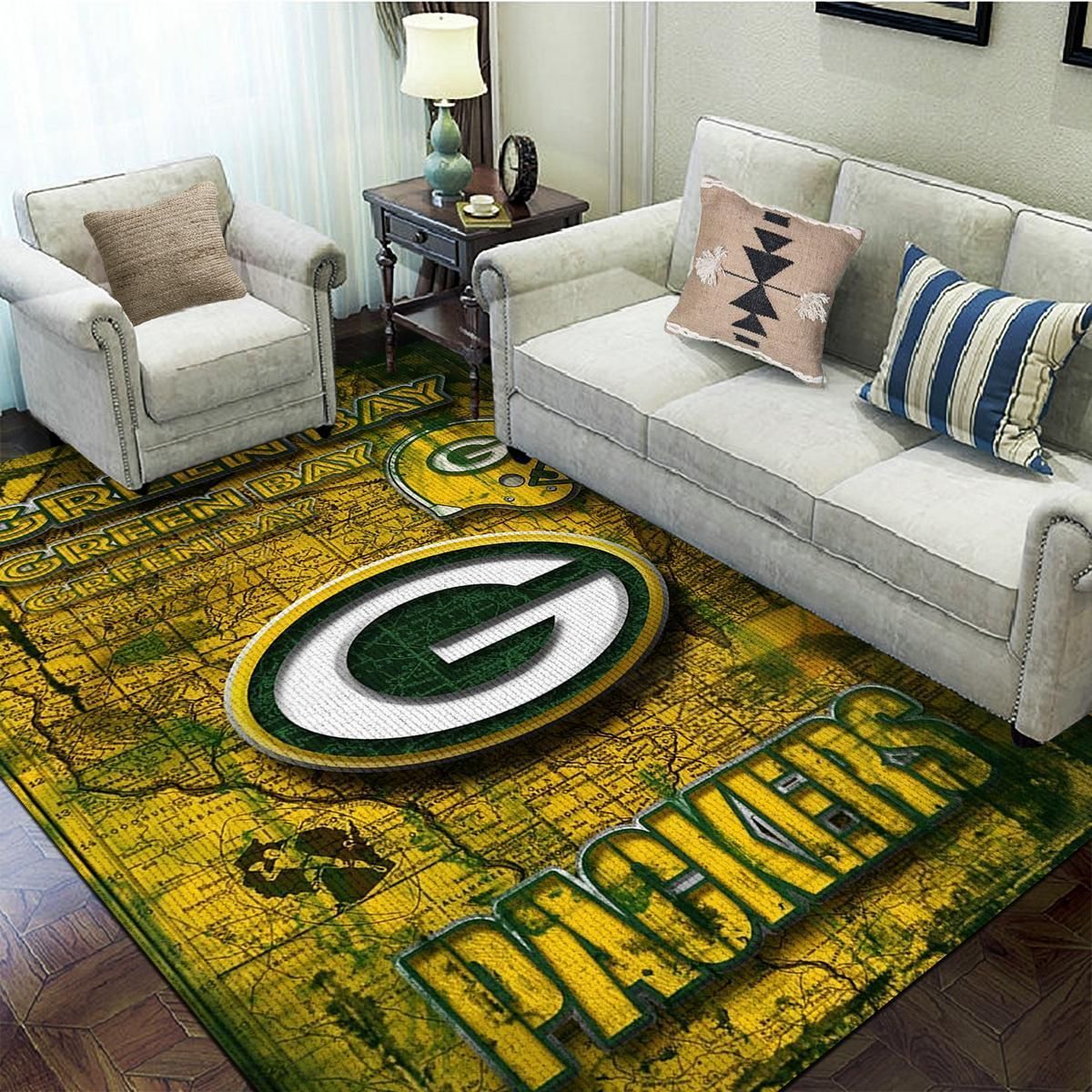 Green Bay Packers Football Team Area Rug For Christmas Bedroom Rug Christmas Gift Us Decor