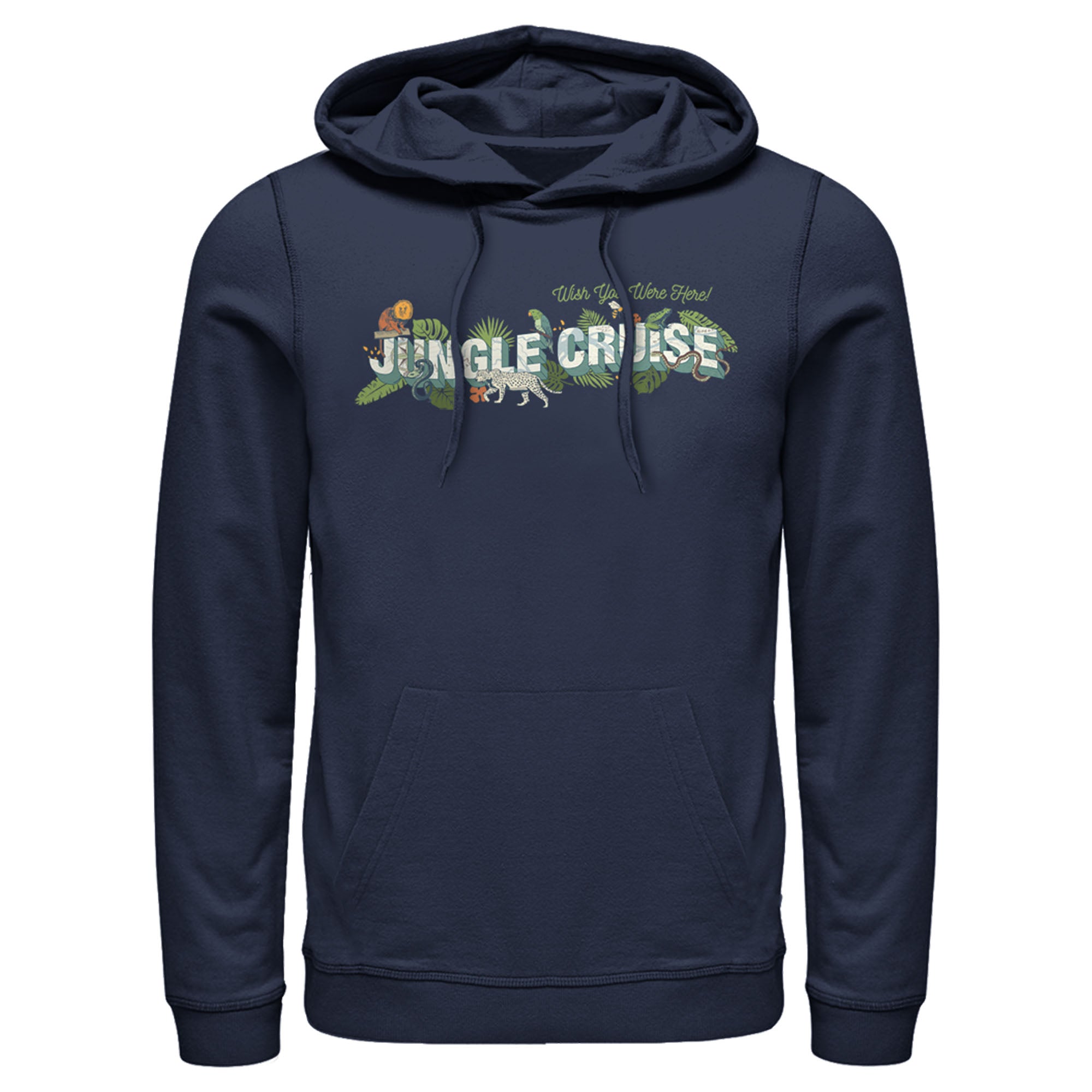 Jungle Cruise Men’S Wish You Were Here Postcard Logo  Pull Over Hoodie