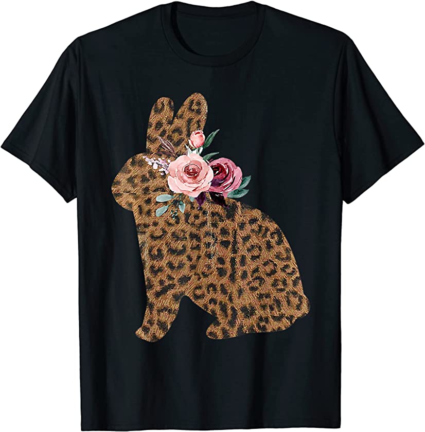 Easter Leopard Bunny Rabbit Palm Sunday Girls Women Kids T-Shirt