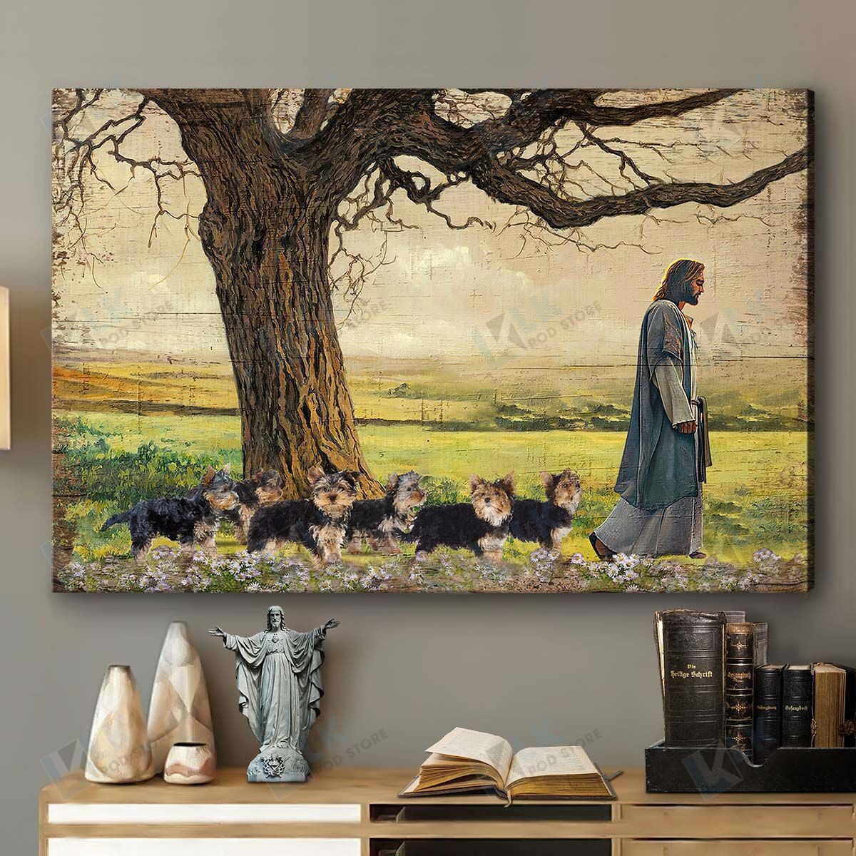 YORKSHIRE Peaceful Life Surround God | yorkshire Dog Lovers Gift Canvas, Christian Gift Canvas, Jesus Christ Art, Home Decor [ID3-T]