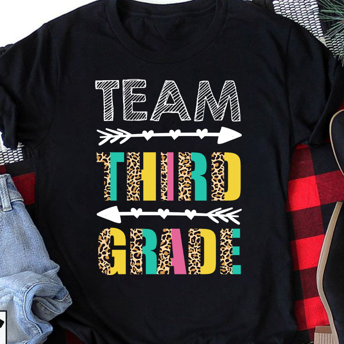 Team Third Grade Leopard Shirt Teacher Back To School Gift Customizable – Standard T-Shirt