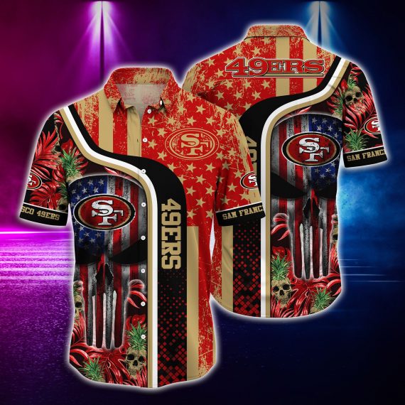 Gift For Husband Gift For Dad San Francisco 49Ers And Skull Hawaiian Shirt Mh5