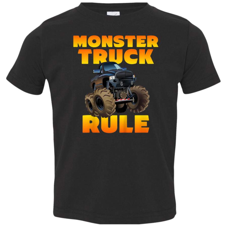 Kids Monster truck Birthday Boy  Monster Truck Rule JAM Tshirt 3321 Rabbit Skins Toddler Jersey T-Shirt