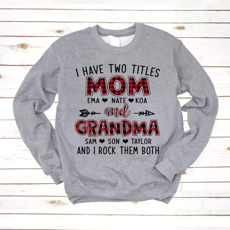 PERSONALIZED I HAVE TWO TITLES MOM AND GRANDMA RED BUFFALO PALID SHIRT