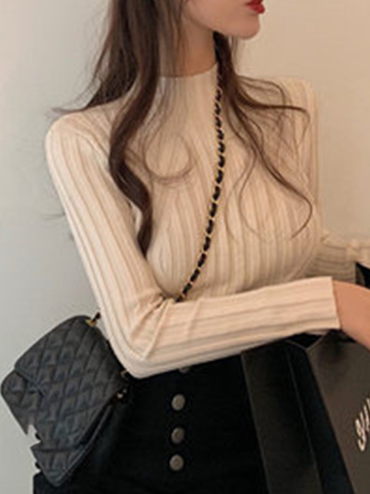 Women Turtleneck Sweaters Autumn Winter Slim Pullover Women Simple Basic Tops Casual Soft Knit Sweater Soft Warm Female Jumper alx