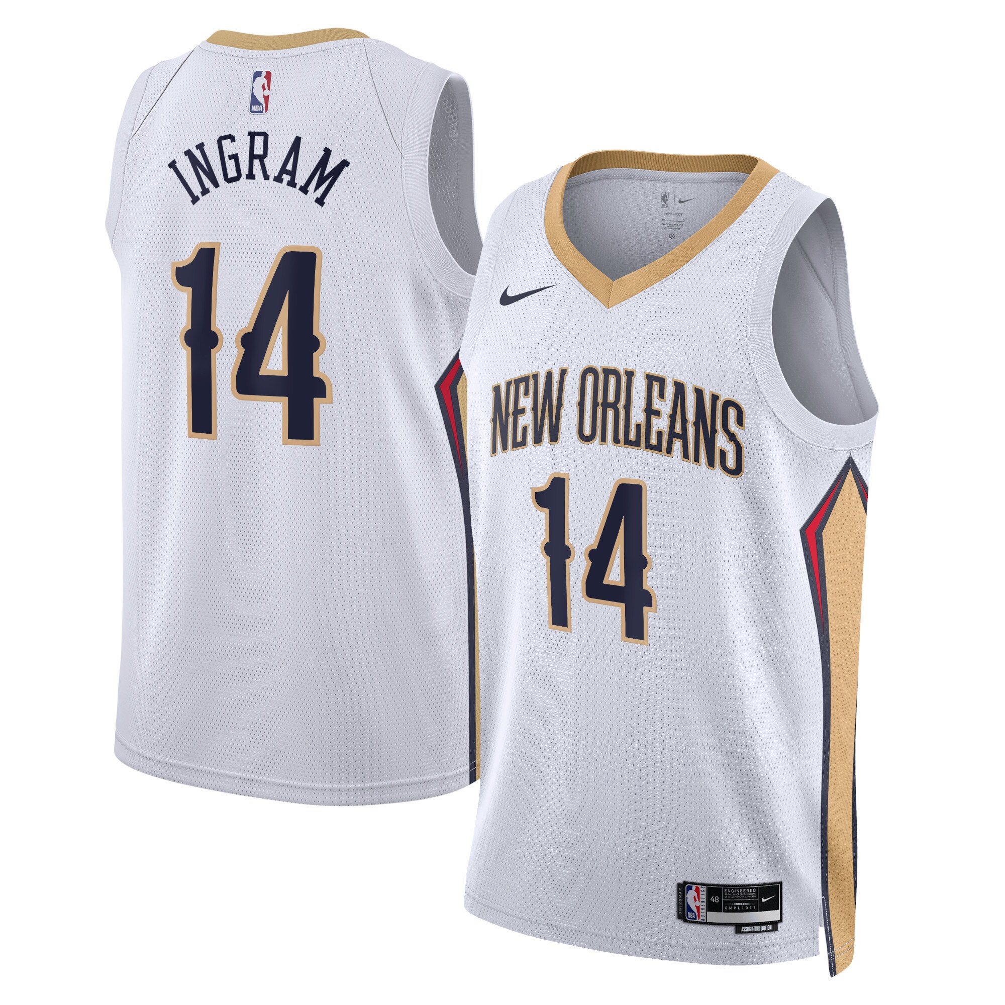 New Orleans Pelicans Association Edition Swingman Jersey – White – Brandonâ Ingram – Unisex