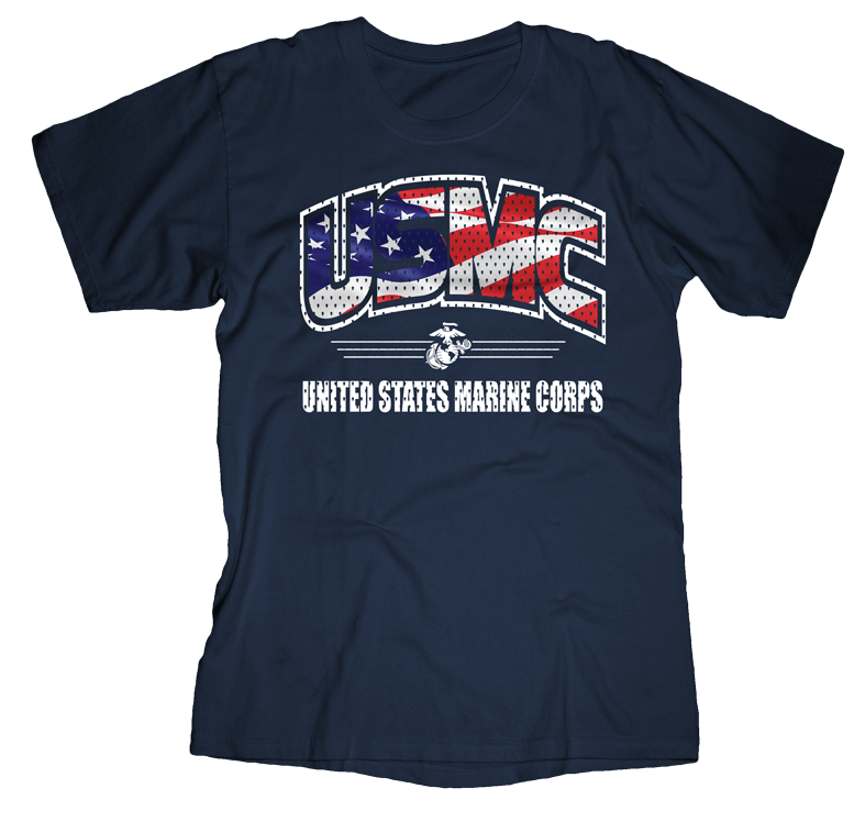 Mesh Flag USMC Mens Tee-Navy - Intercept Inter National