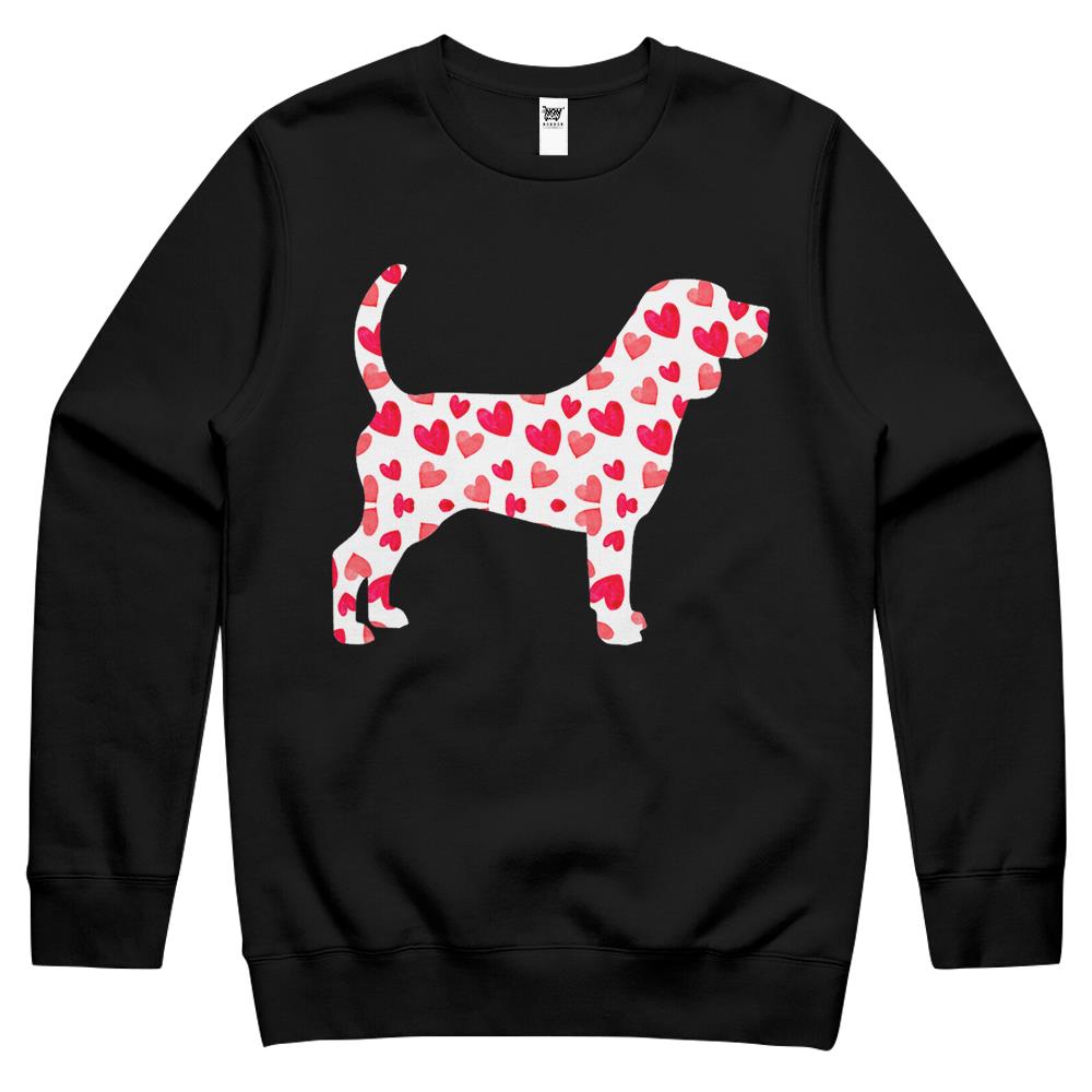 Valentines Day Beagle Hearts Puppy Dog Lover Crewneck Sweatshirt