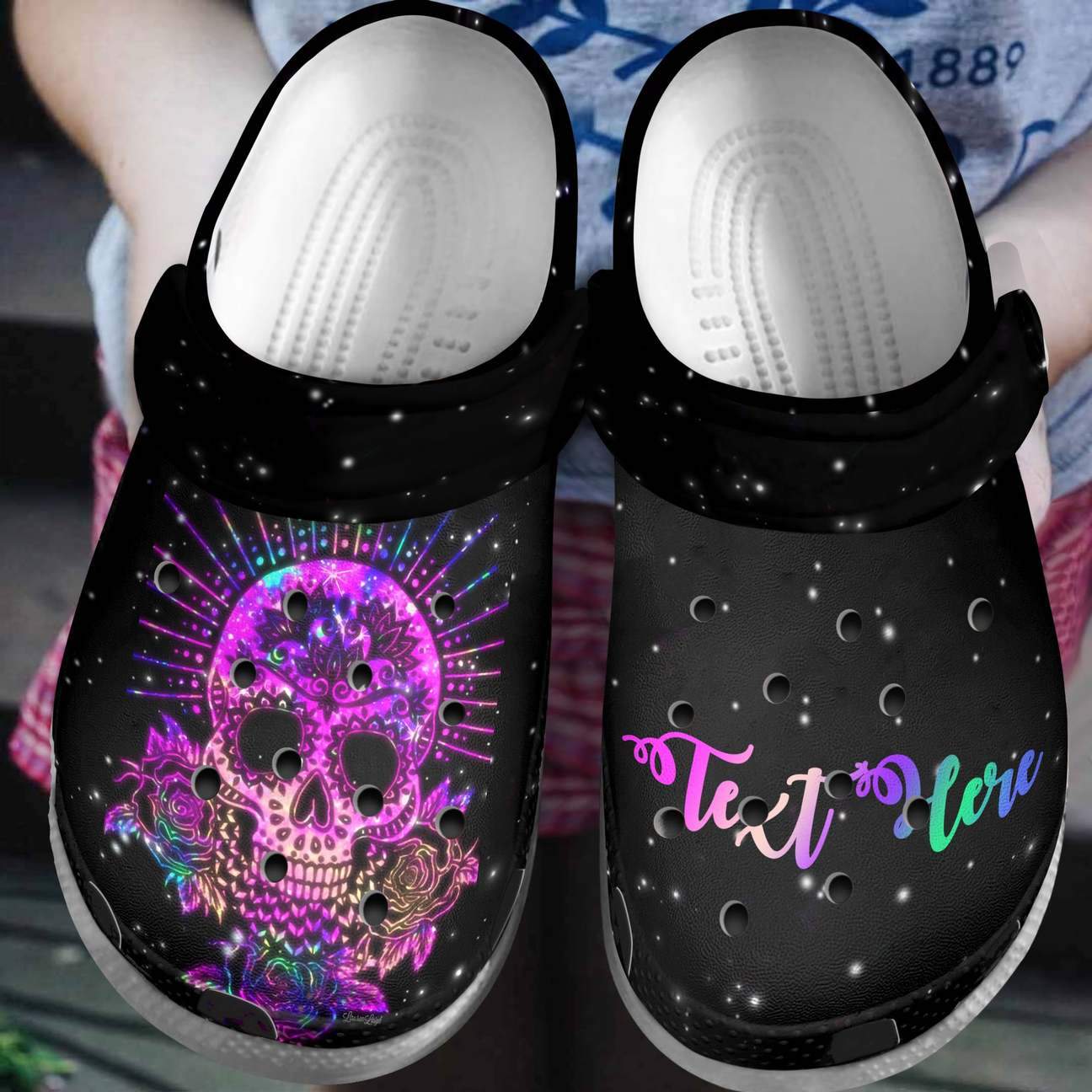 Skull Personalized Clog, Custom Name, Text, Color, Number Fashion Style For Women, Men, Kid, Print 3D Purple Skull