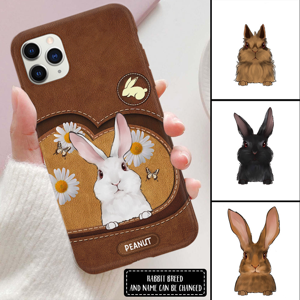 89Customized Bunny Lovers Leather Pattern Personalized Phone Case