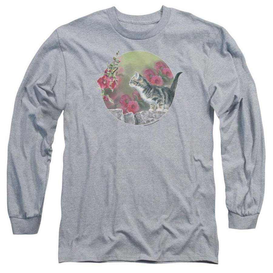 Wild Wings Kitten Flowers Men’s Long Sleeve T-Shirt