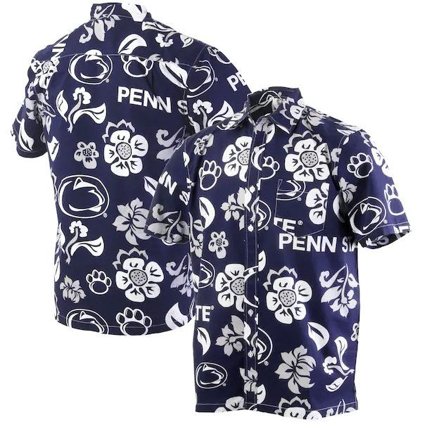 NCCA Penn State Nittany Lions White Flowers Trendy Hawaiian Shirt Aloha Shirt