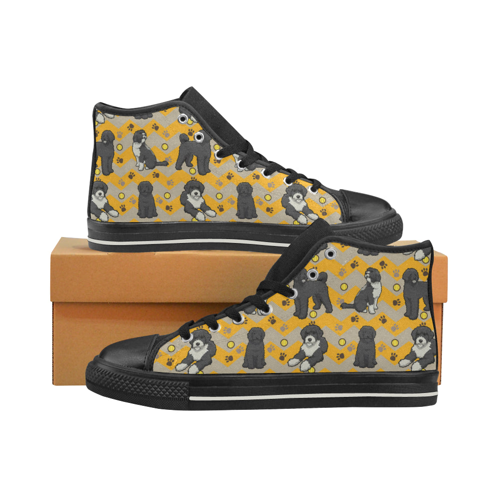 Portuguese water dog Black Women’s Classic High Top Canvas Shoes