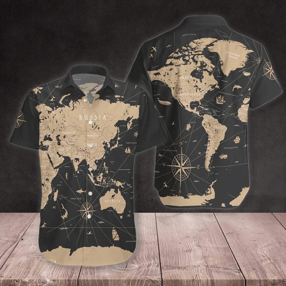 World Map Vintage Hawaiian Shirt 3D Hawaiian Shirt