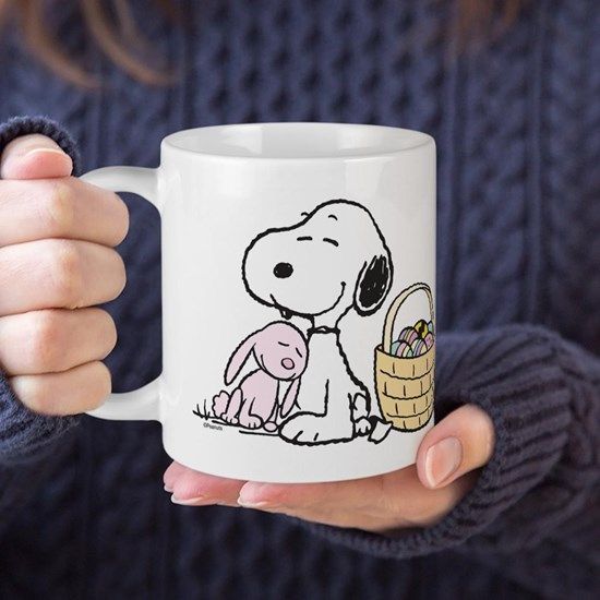 White Mug Beagle And Bunny Peanuts Premium Sublime Ceramic Coffee Mug Y97