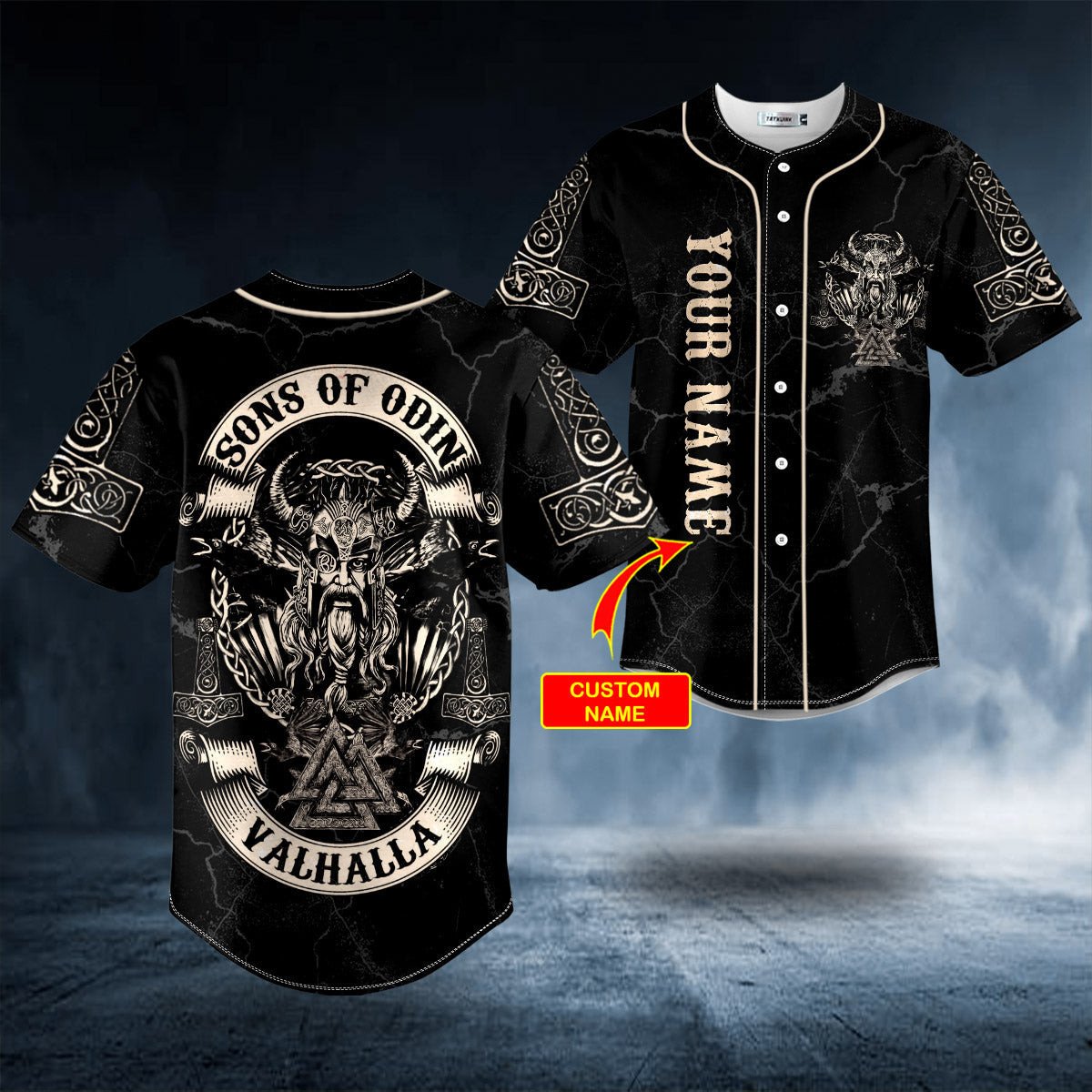 Viking Son Of Odin Till Valhalla Custom Name Baseball Jersey