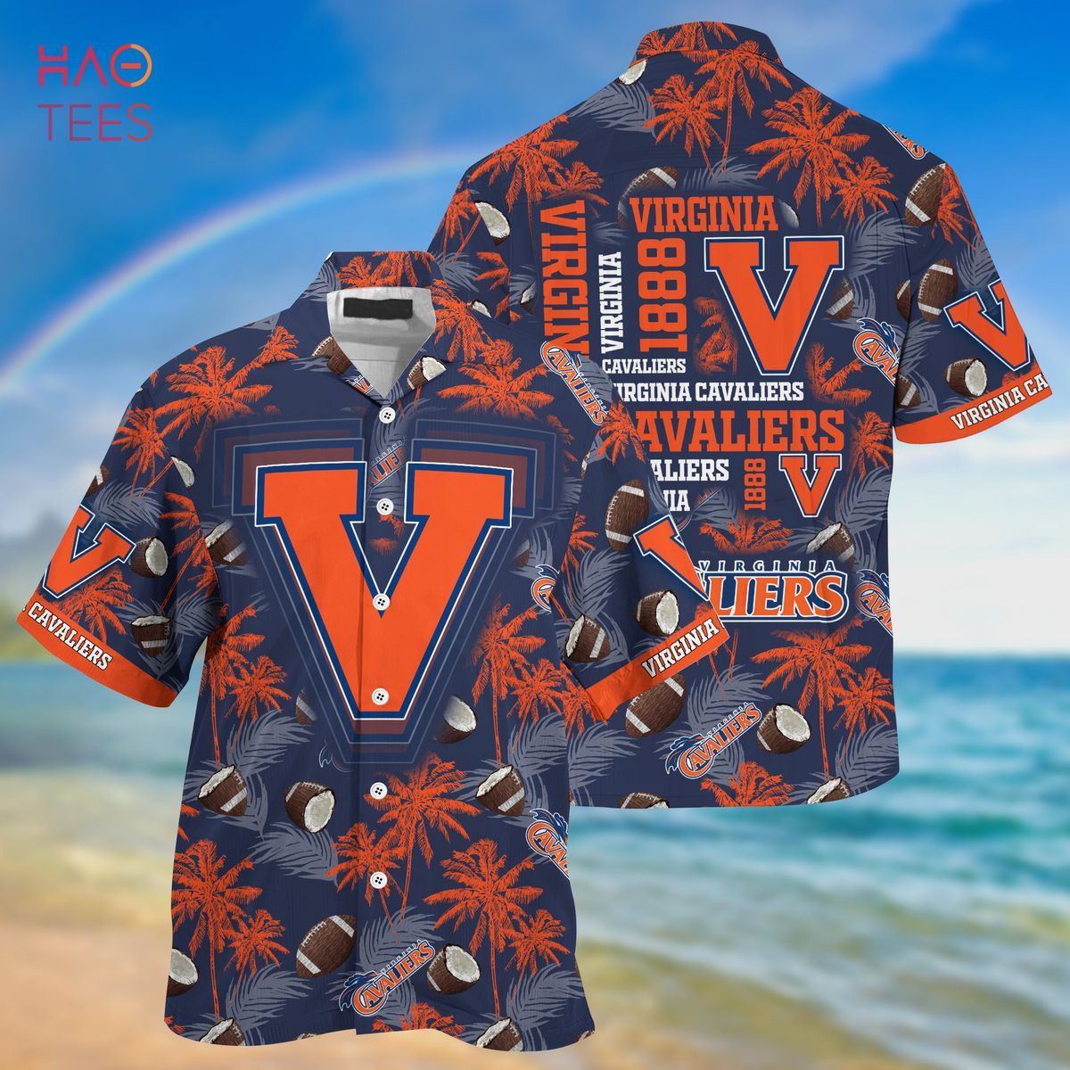 NCCA Virginia Cavaliers Coconut Blue Orange Hawaiian Shirt