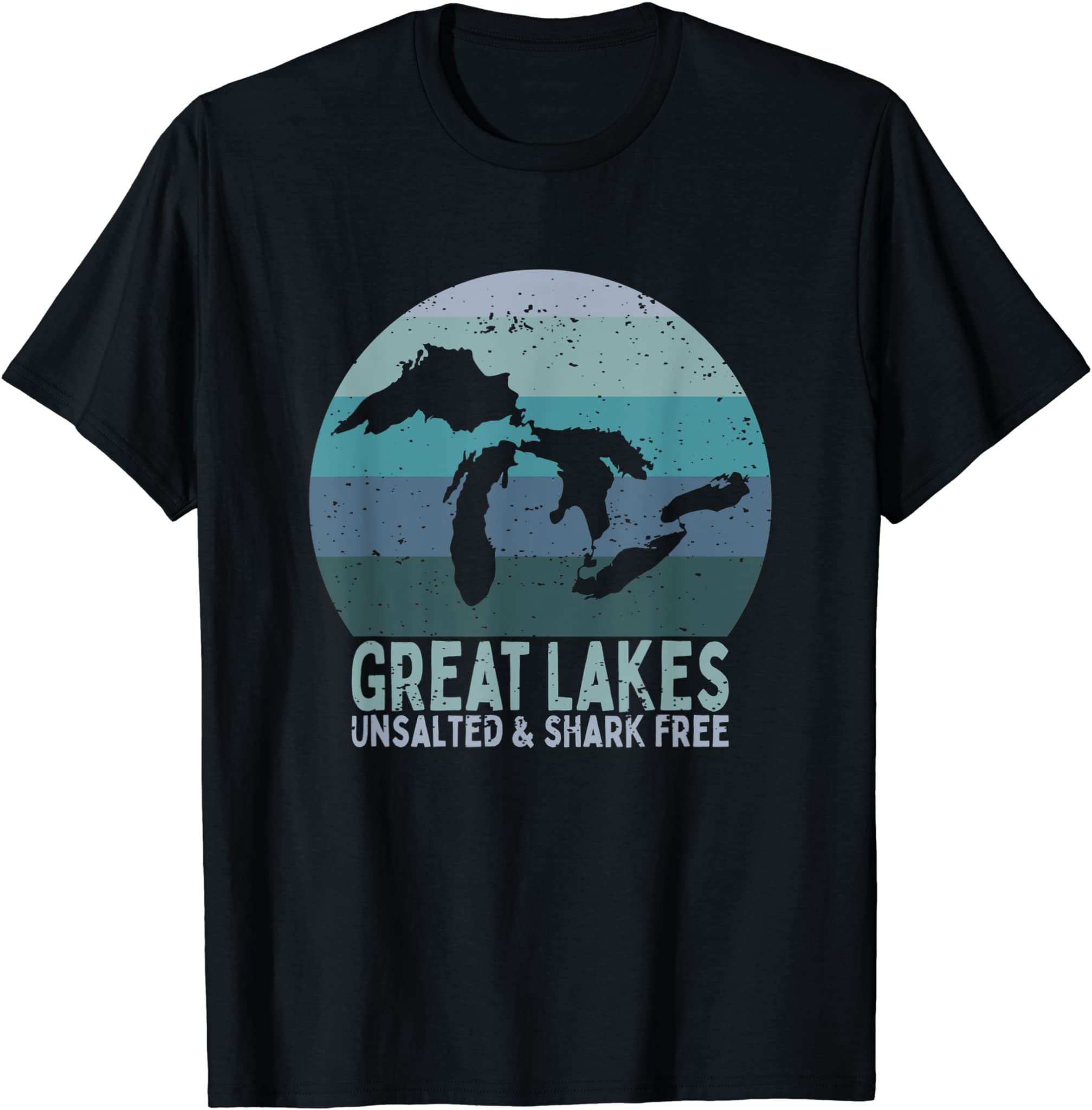 Vintage Great Lakes Unsalted And Shark Free Lake Life T-Shirt