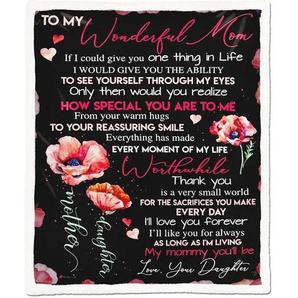 To My Wonderful Mom How Special You Are To Me Fleece Blanket Gift For Mom Home Decor Bedding Couch Sofa Soft And Comfy Cozy