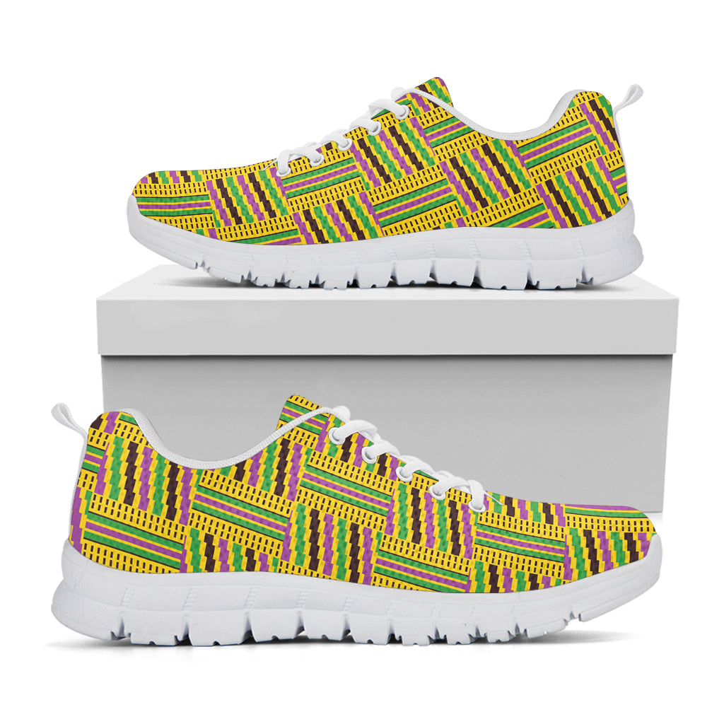 Ghana Kente Pattern Print White Sneakers