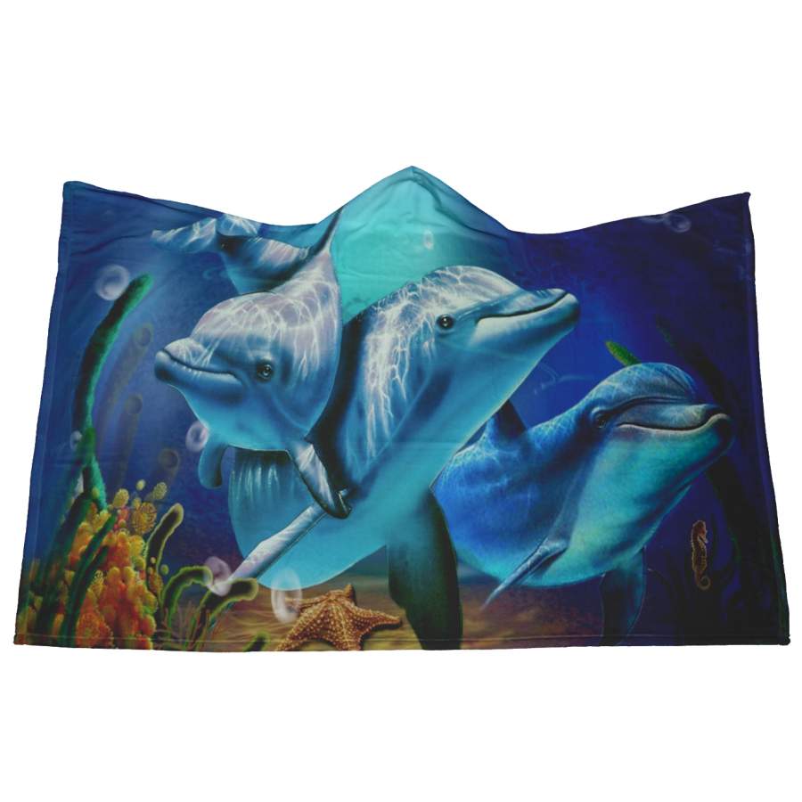 Dolphins Hooded Blanket