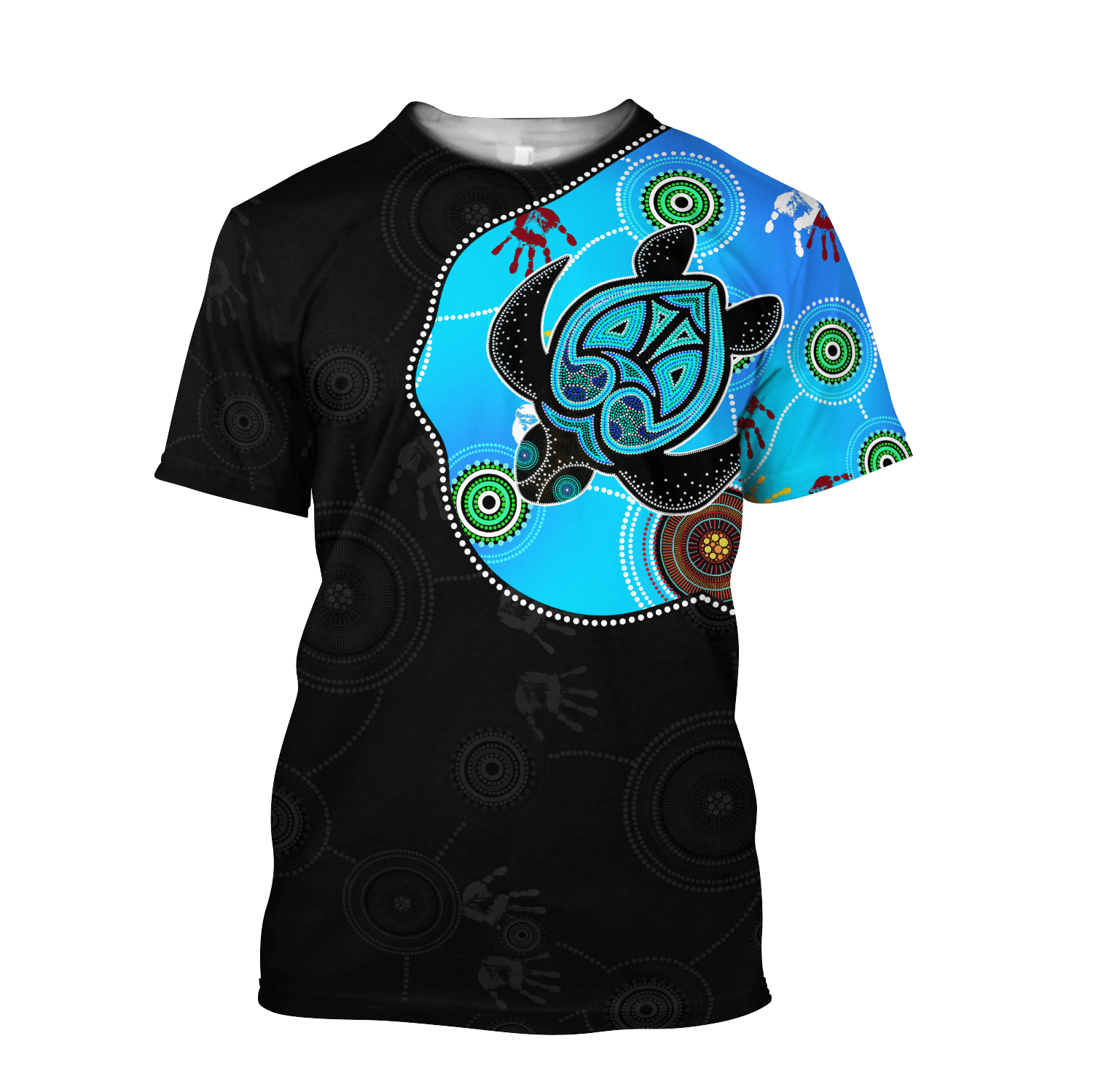 Aboriginal Art Blue Style Turtle Dreaming Paintings 3D Design Summer Shirts