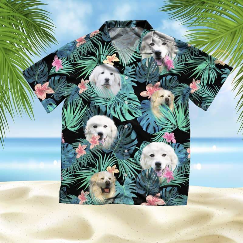 Great Pyrenees Hawaiian Shirt, Dog Summer Leaves Hawaiian Shirt, Unisex Print Aloha Short Sleeve Casual Shirt