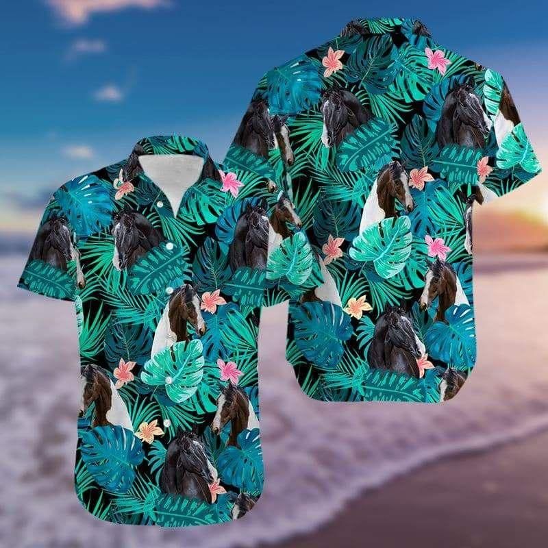 Tropical Horse Aloha Hawaiian Shirt Colorful Short Sleeve Summer Beach Casual Shirt For Men And Women