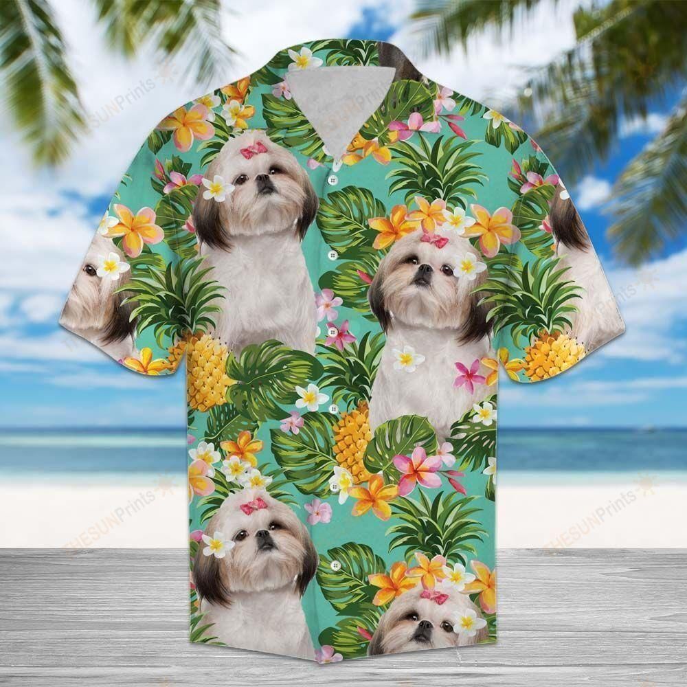 Tropical Pineapple Shih Tzu Aloha Hawaiian Shirt Colorful Short Sleeve Summer Beach Casual Shirt For Men And Women