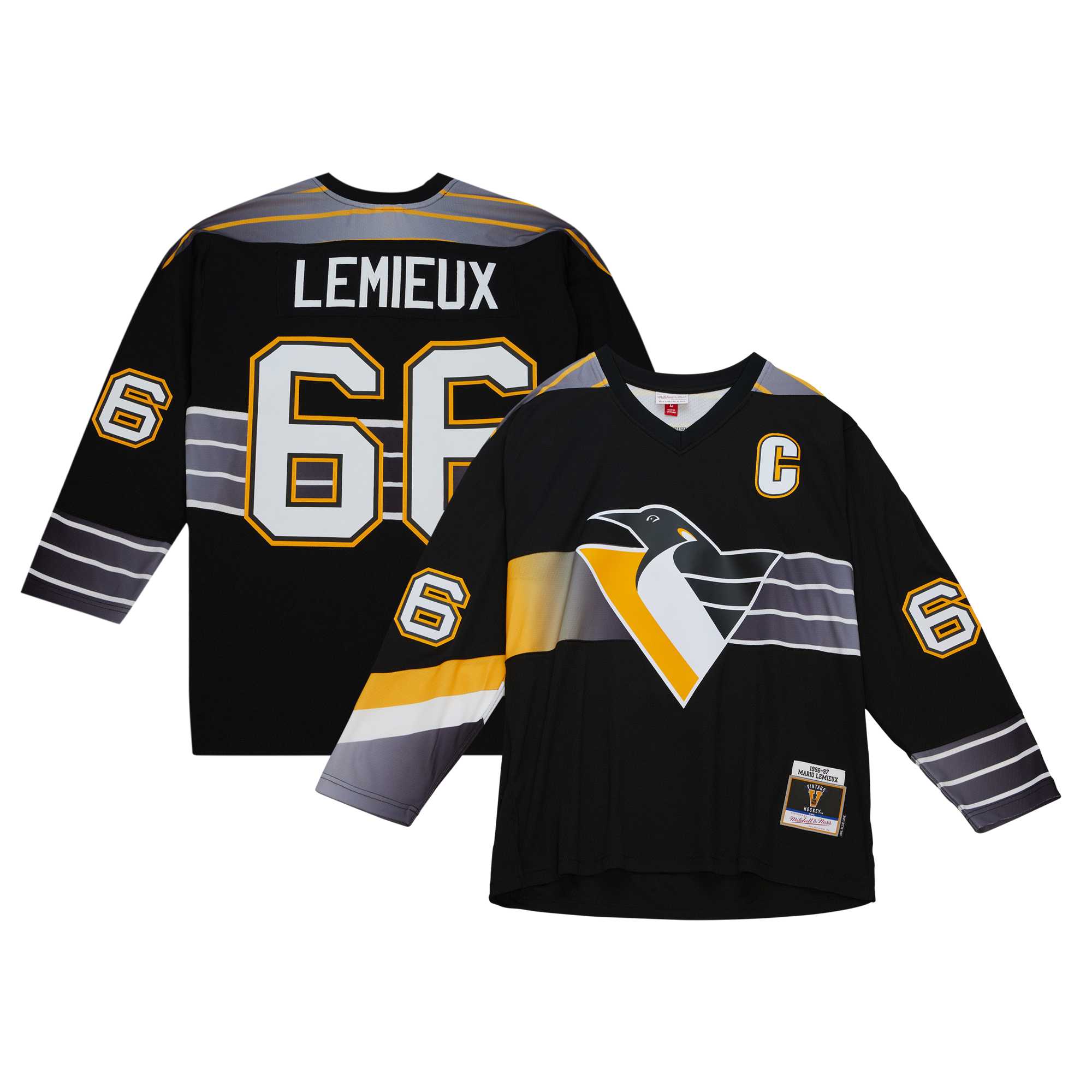 Mario Lemieux Pittsburgh Penguins Mitchell & Ness Captain's Patch 1996/97 Blue Line Player Jersey – Black