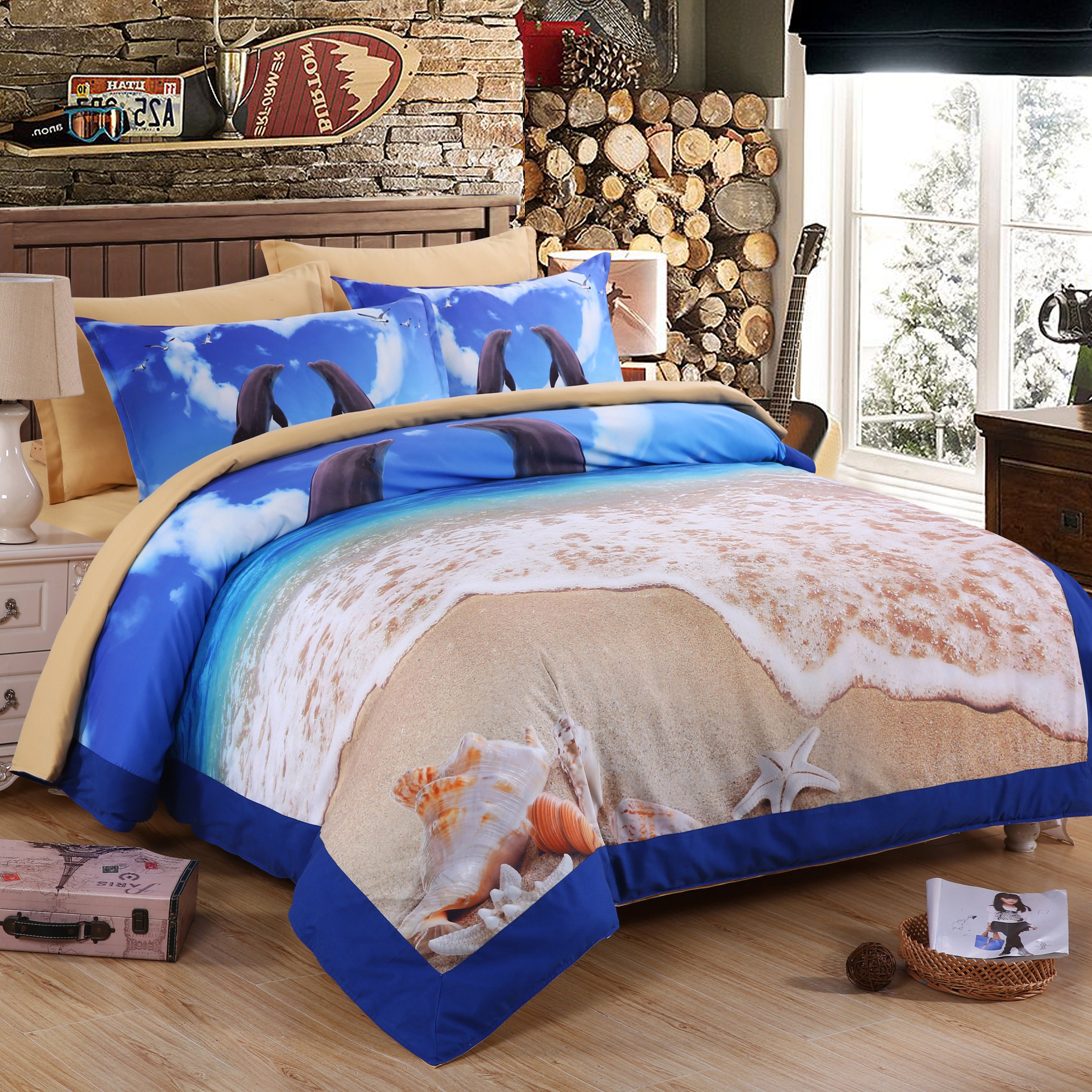 3D Dolphin Love  Quilt Cover Set Bedding Set Pillowcases