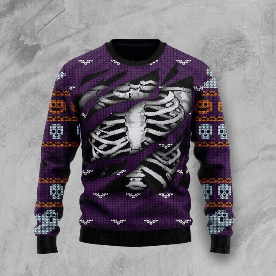 Skeleton Halloween Ugly Christmas Sweatshirt #H