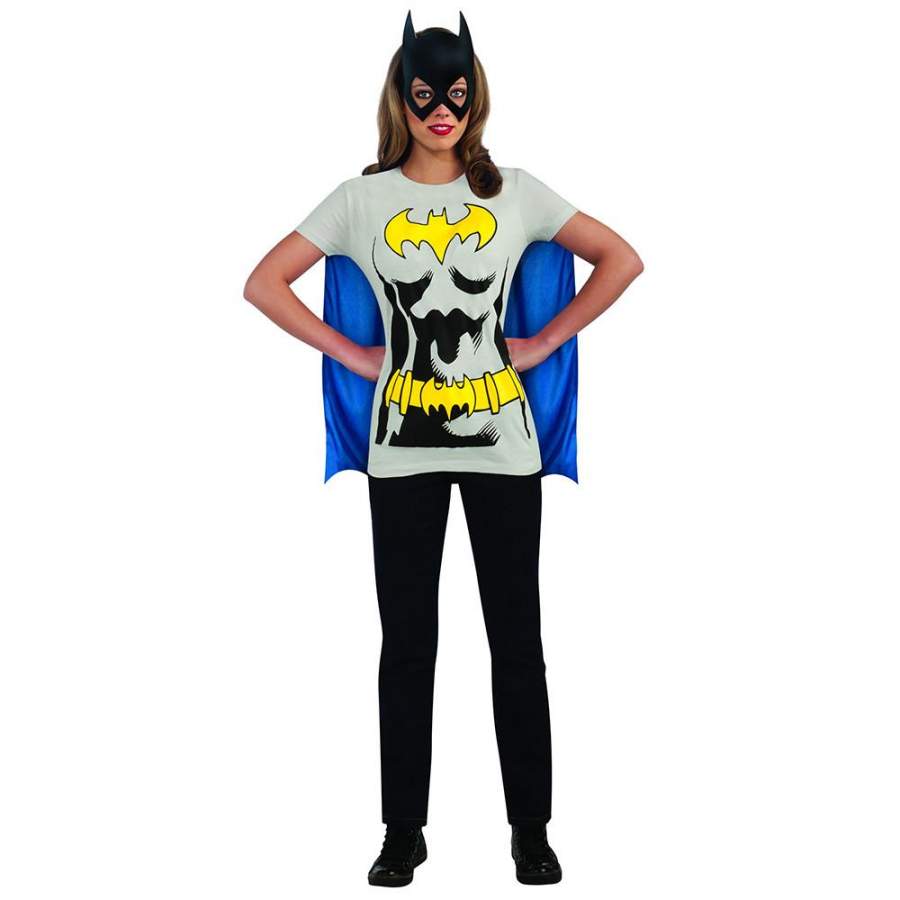 Batgirl Superhero Batman Women’s Costume T-Shirt w/ Cape And Mask