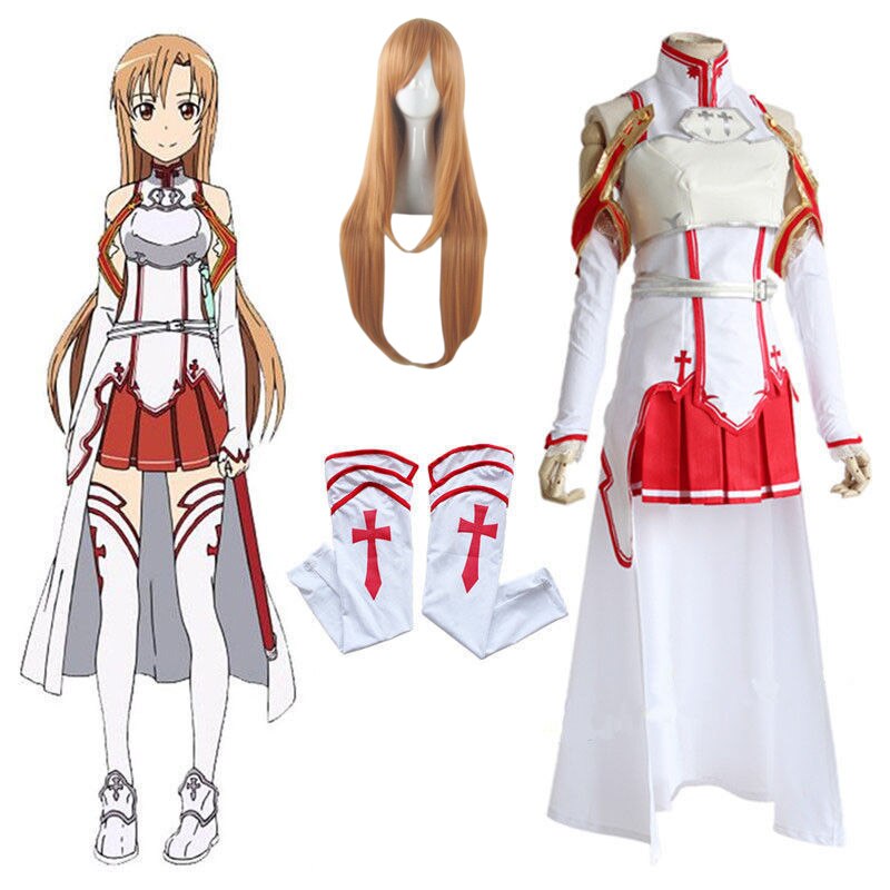 Anime Sword Art Online Asuna Yuuki Cosplay Costumes Halloween Costumes for Women Vestido Dress Suit Wig Clothing Sexy Clothes alx