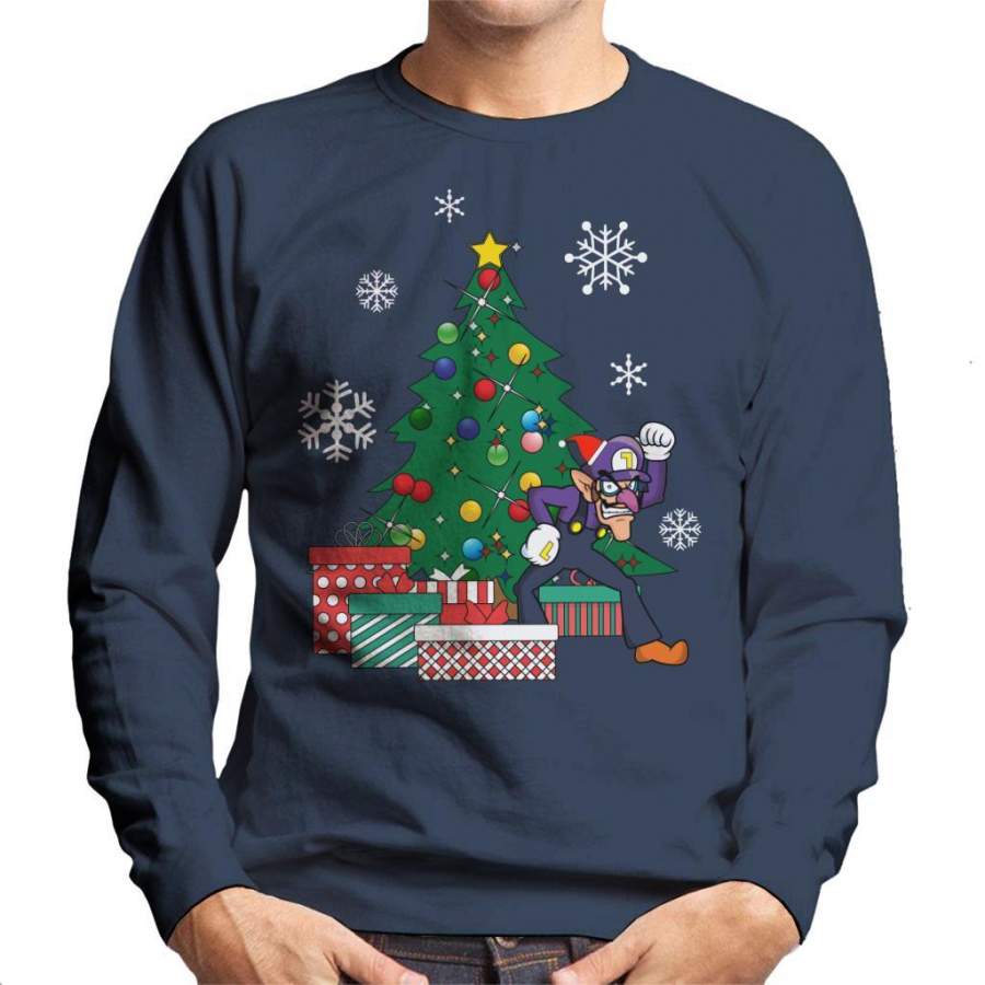 Waluigi Around The Christmas Tree Mario Men’s Sweatshirt