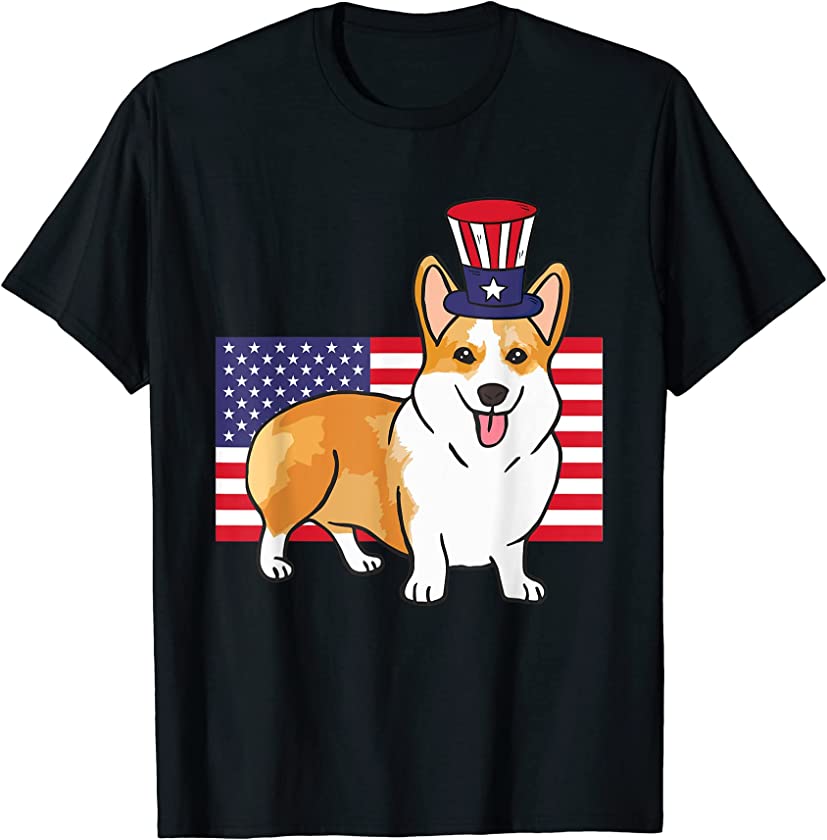 Corgi 4th of July American Puppy USA Dog Corgi Lover T-Shirt