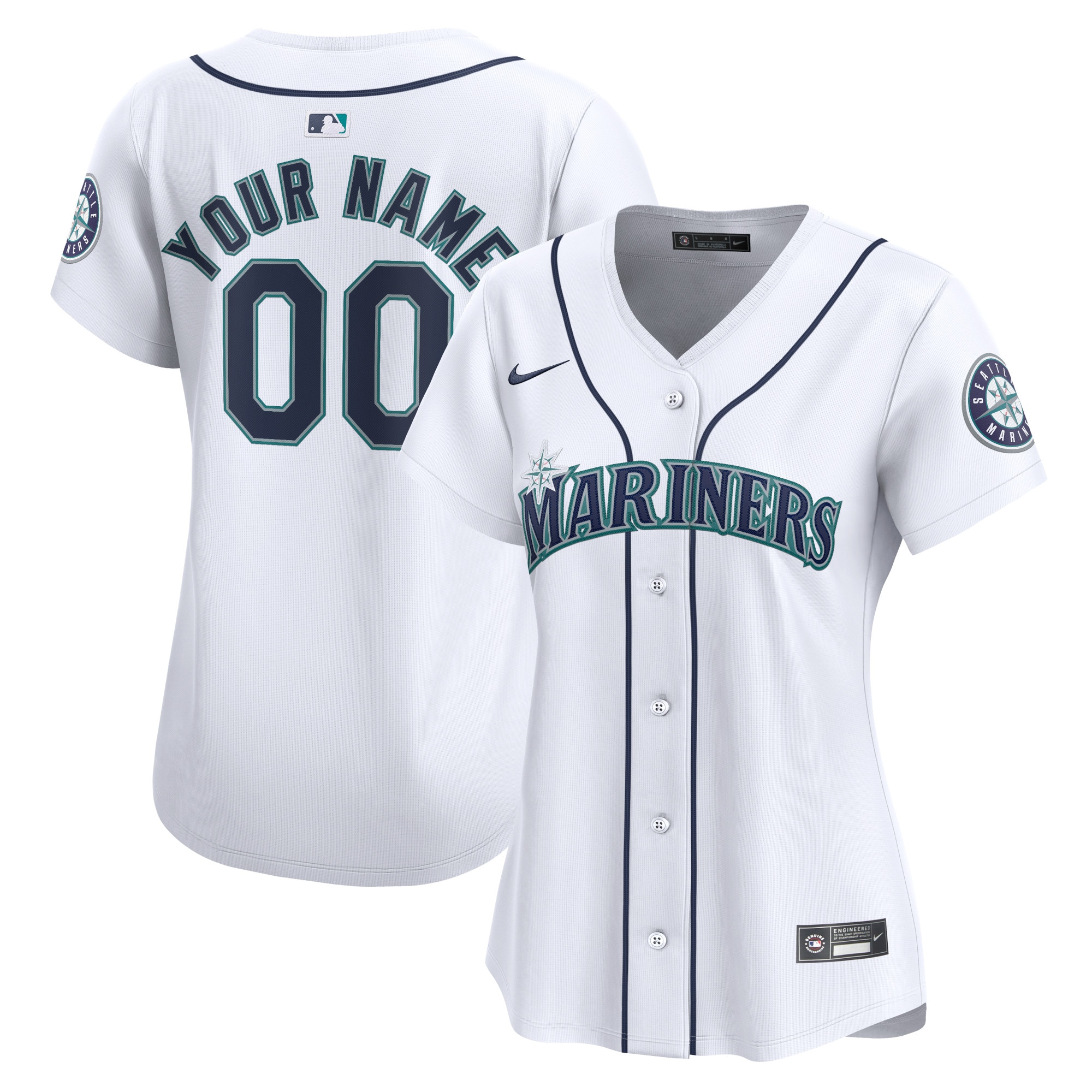 Seattle Mariners Women's Home Limited Custom Jersey – White