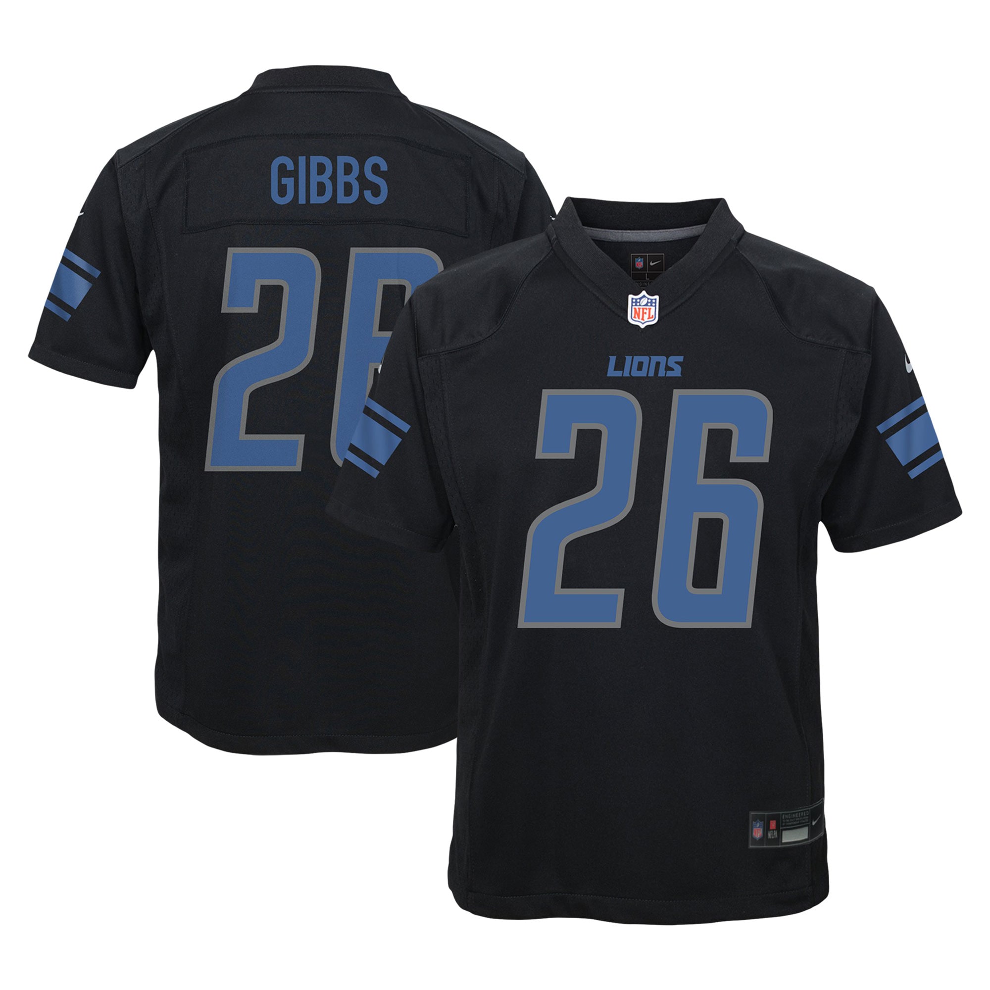 Youth Detroit Lions Jahmyr Gibbs Black Fashion Game Jersey