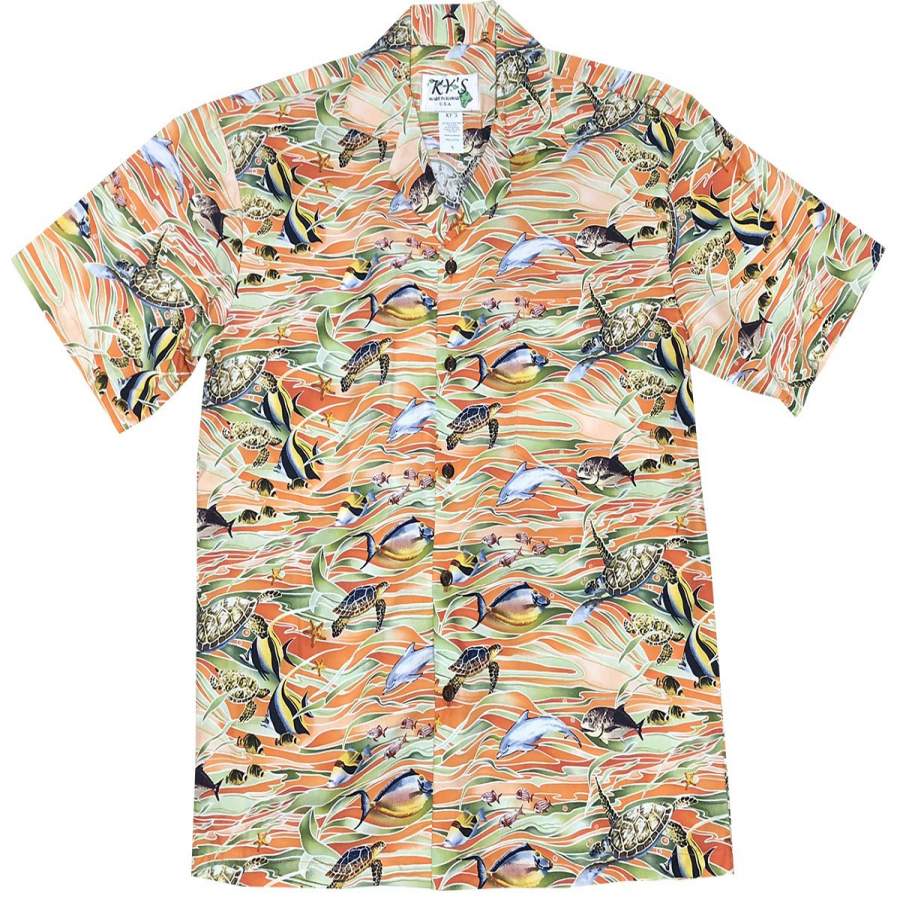 Hawaii Sea Life Orange Hawaii Shirt Ha32568