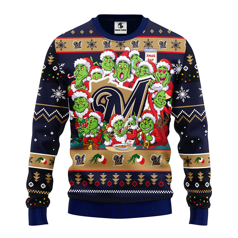 Milwaukee Brewers 12 Grinch Xmas Day Christmas Ugly Sweater