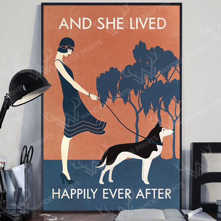 Vintage Girl She Lived Happily Husky – Poster