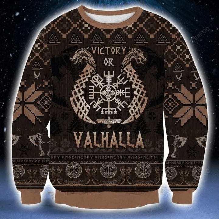 Victory Or Valhalla Ugly Christmas Sweater, All Over Print Sweatshirt