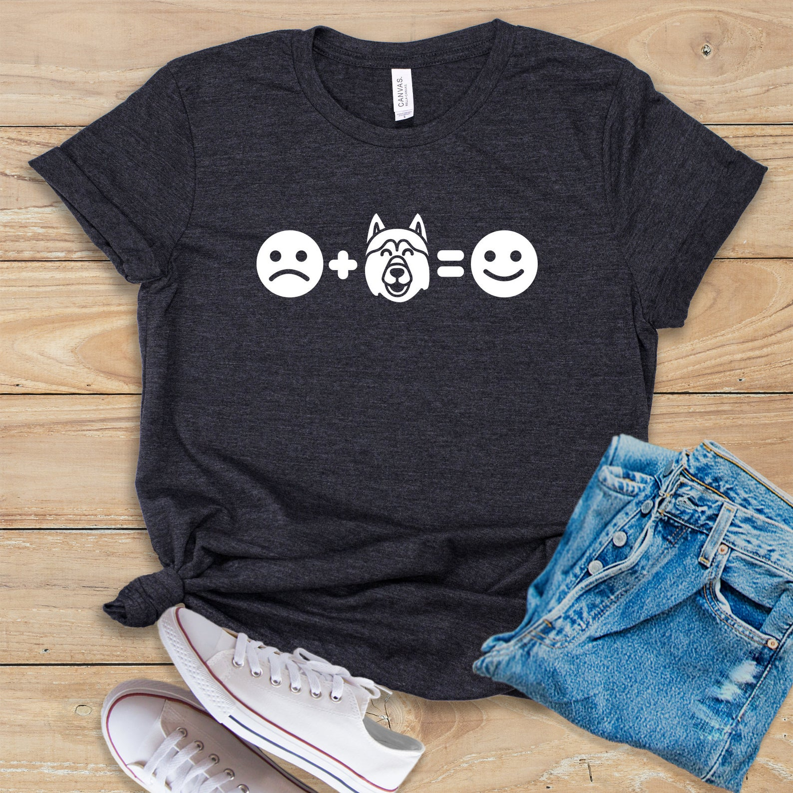 :( + Dog = :) – Personalized Custom Unisex T-Shirt